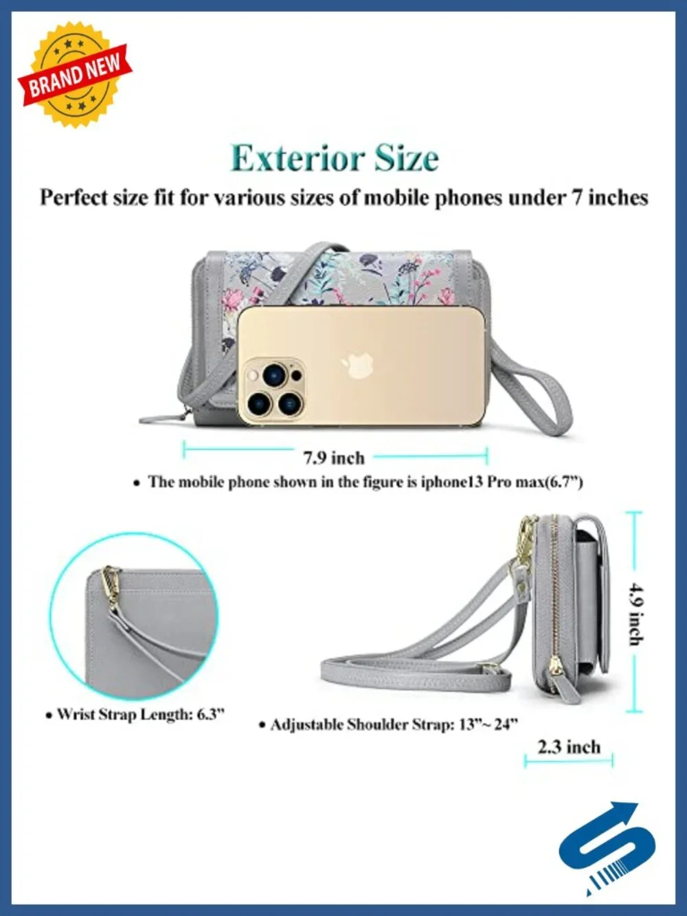 Vegan Leather RFID Crossbody Wristlet Wallet with Phone Pocket